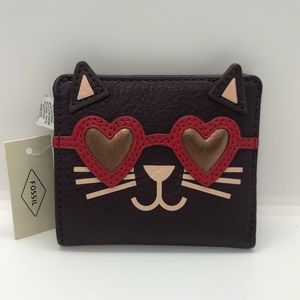 NWT *Fossil* Madison- Cats Like Style Bifold Wallet *Cool Kitty*